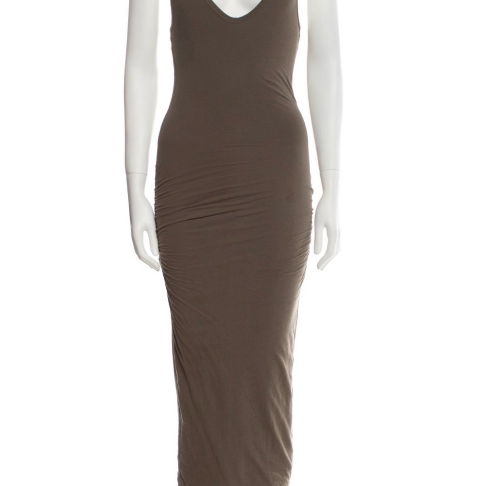 James Perse Sleeveless V-Neck Rusched Maxi Dress
